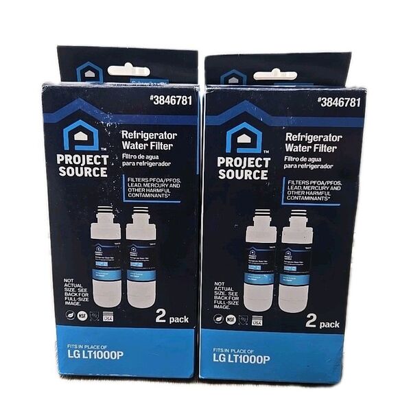 4 PACK - Project Source 3846781 L-5-2 Refrigerator Water Filter fits LG LT1000P - Picture 1 of 8